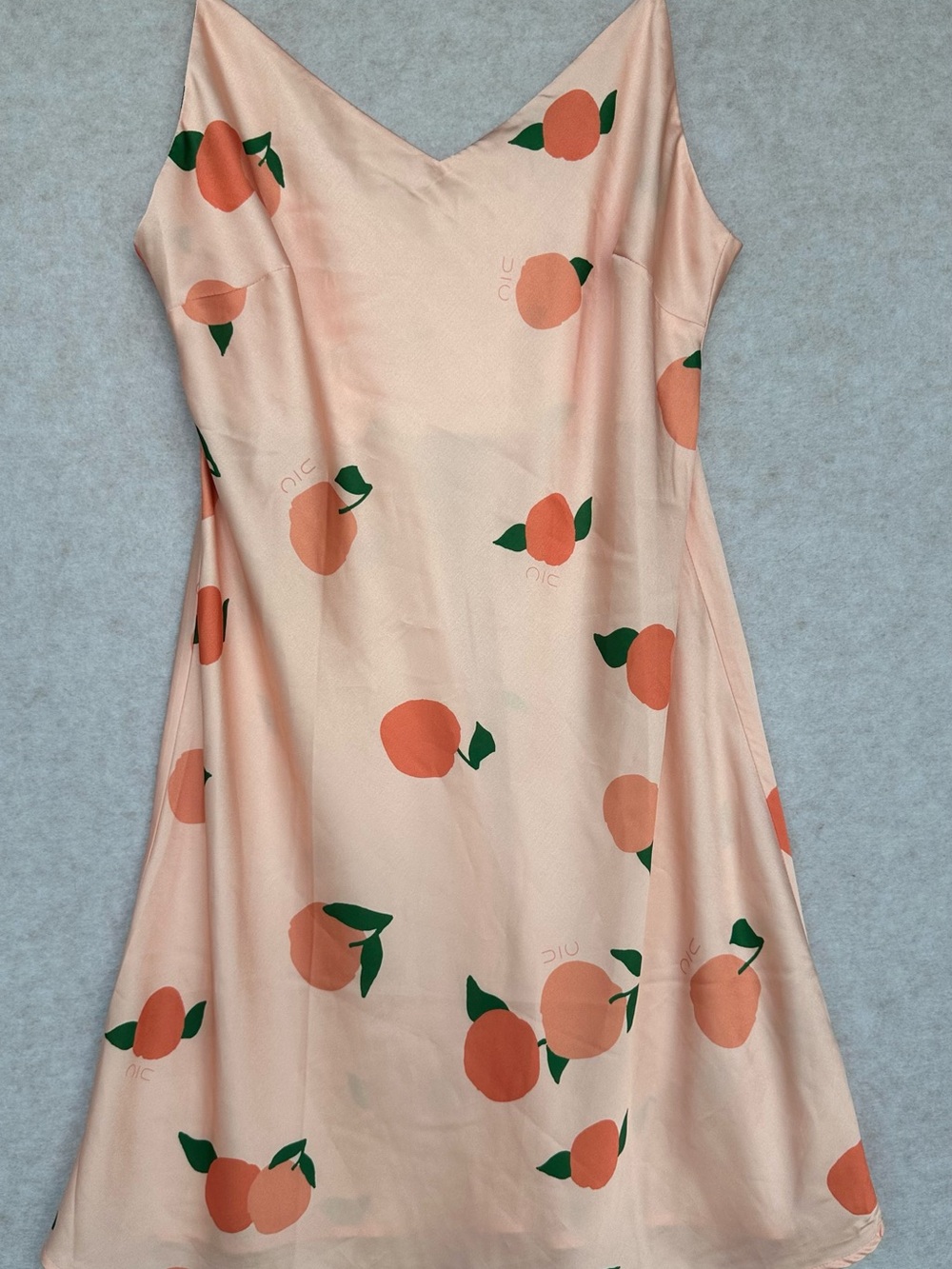 Kilo Brava Slip Dress Size M Pastel Orange Chemise Slip Night Gown w/peach print